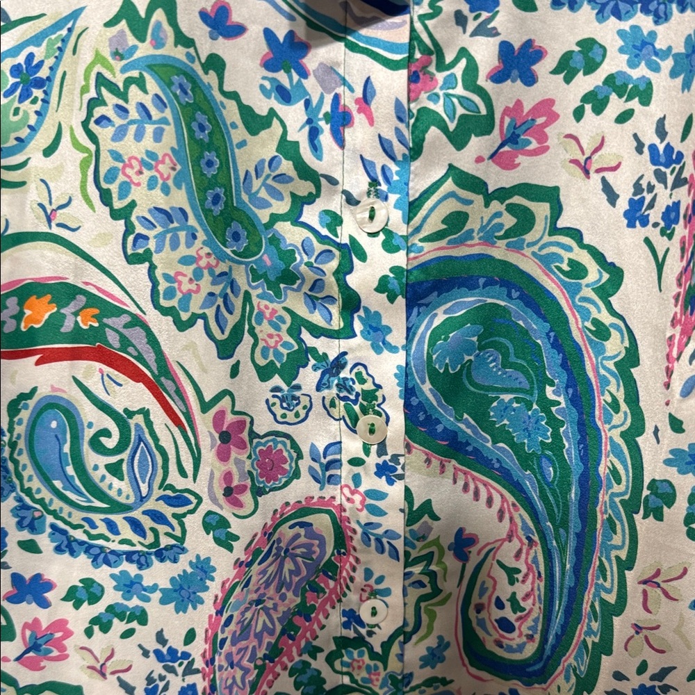 Nwt Cezele Colorful Paisley Button-Up Shirt Size Small View 3